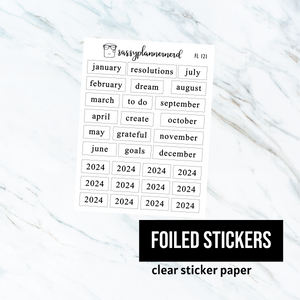 2024 monthy type font - clear // Foiled Stickers