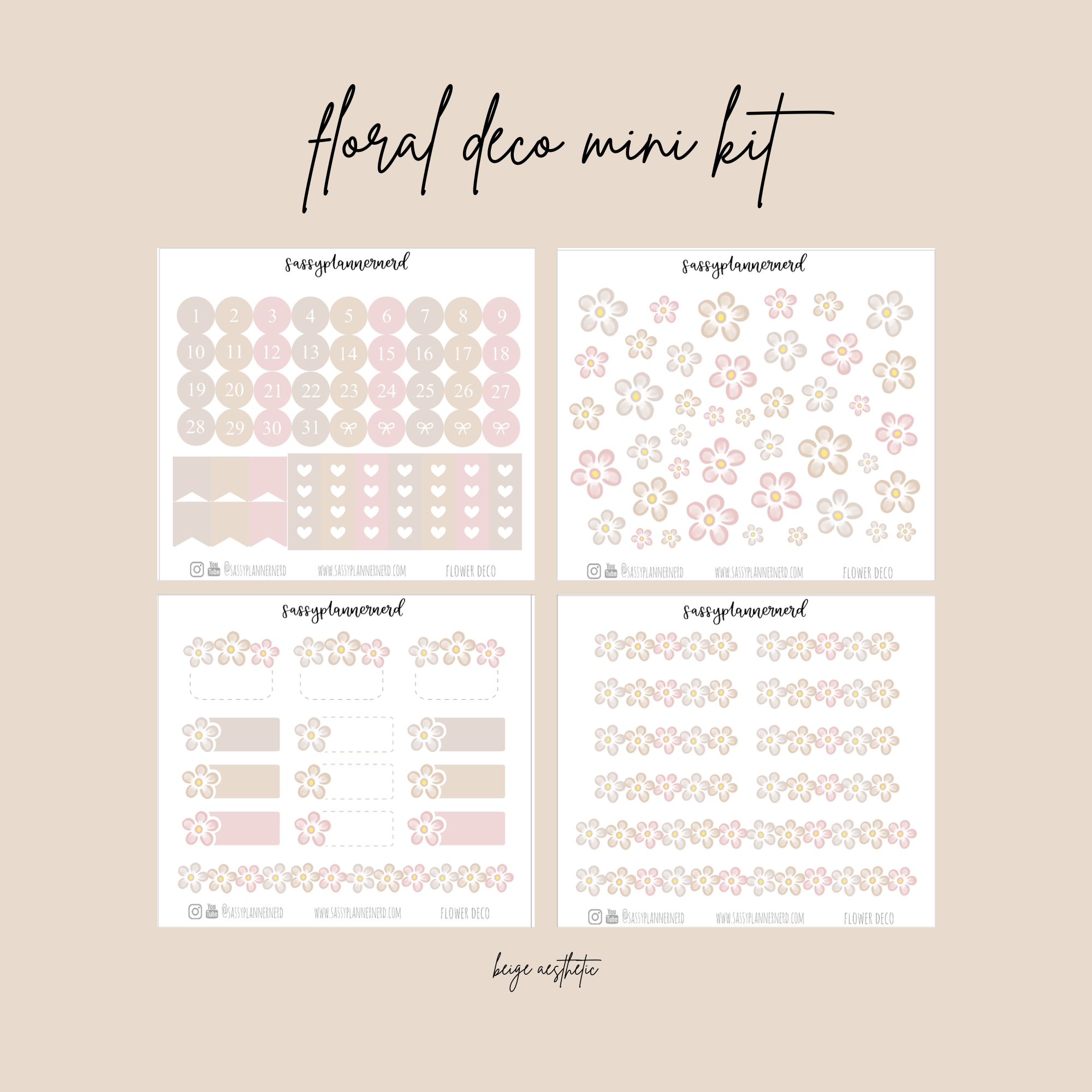beige aesthetic flowers | mini kit
