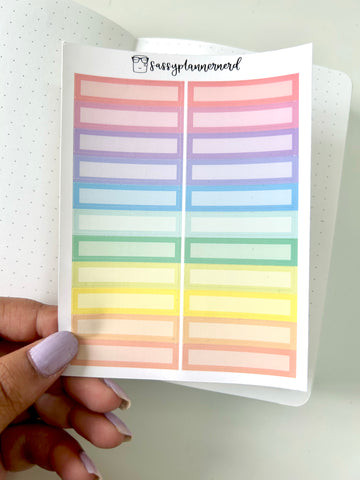 Multicolor Skinny labels // Rainbow Pastels // Functional stickers