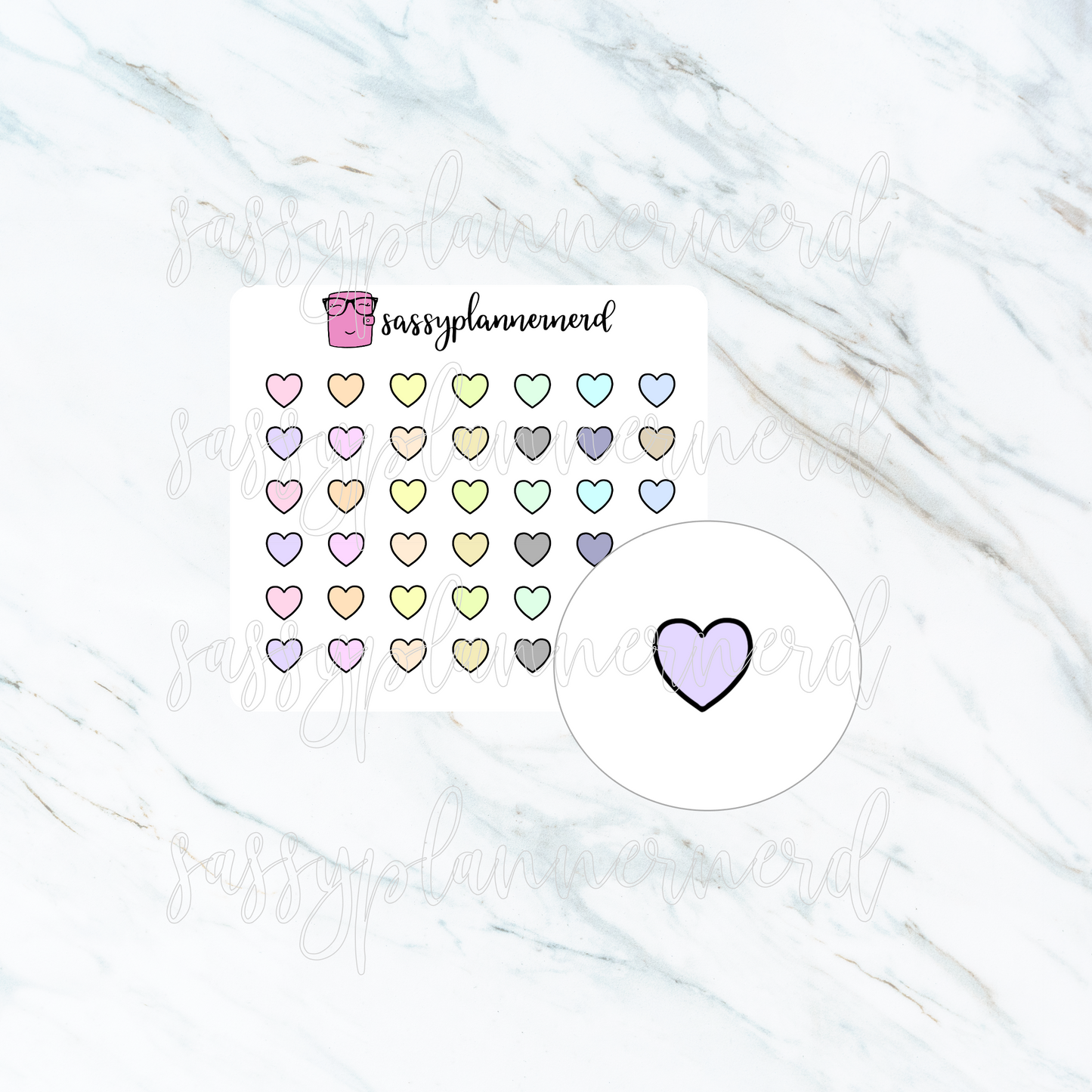 Pastel hearts (medium) | doodle stickers
