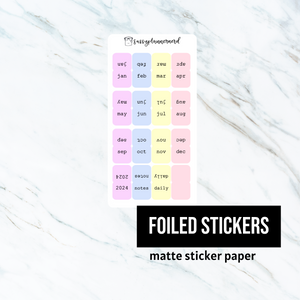 mini monthly tabs // Foiled Stickers