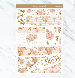 Rosegold florals // torn paper stickers
