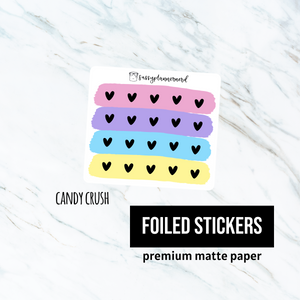 Candy crush // Heart icon // Foiled planner stickers