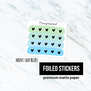 Mint-day Blues // Heart icon // Foiled planner stickers