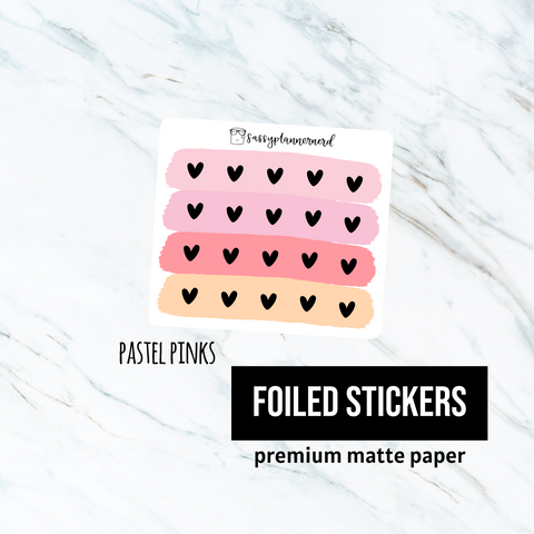 Pastel Pinks // Heart icon // Foiled planner stickers