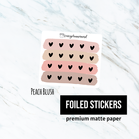Peach Blush // Heart icon // Foiled planner stickers
