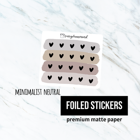 Minimalist Neutral // Heart icon // Foiled planner stickers