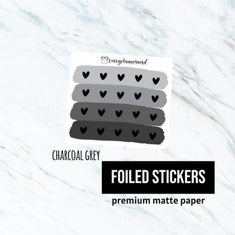 Charcoal Grey // Heart icon // Foiled planner stickers