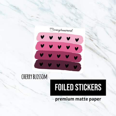 Cherry Blossom // Heart icon // Foiled planner stickers