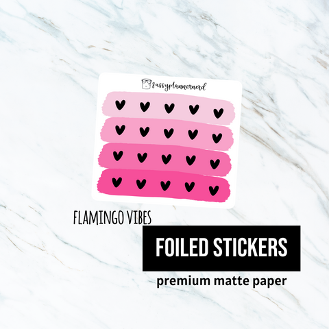 Flamingo vibes // Heart icon // Foiled planner stickers