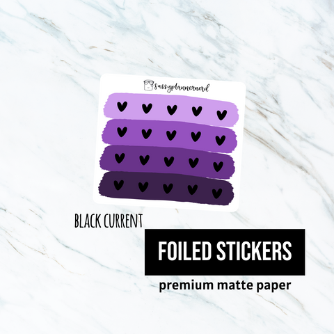 Black current // Heart icon // Foiled planner stickers