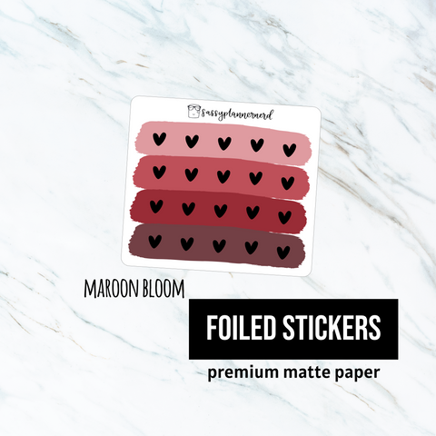 Maroon Bloom // Heart icon // Foiled planner stickers