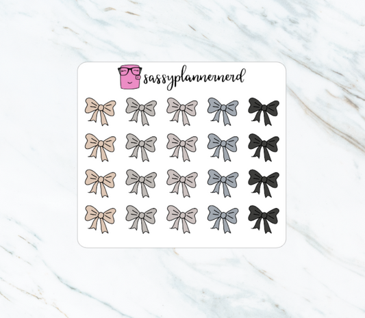 Neutral Bows | Doodle Stickers