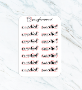 Cancelled | lettering stickers | Clear Stickers