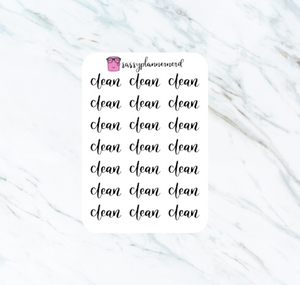 Clean | lettering stickers | Clear Stickers