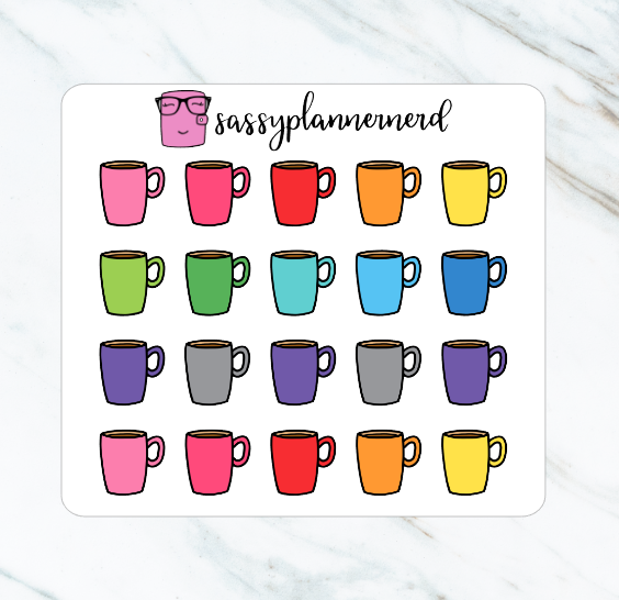 Coffee Mugs Doodle Stickers