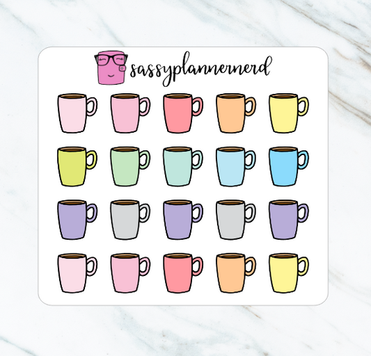 Coffee Mugs Doodle Stickers