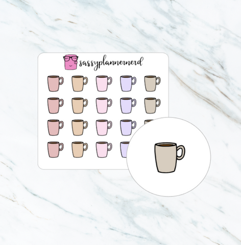 Coffee Mugs neutral | Doodle Stickers