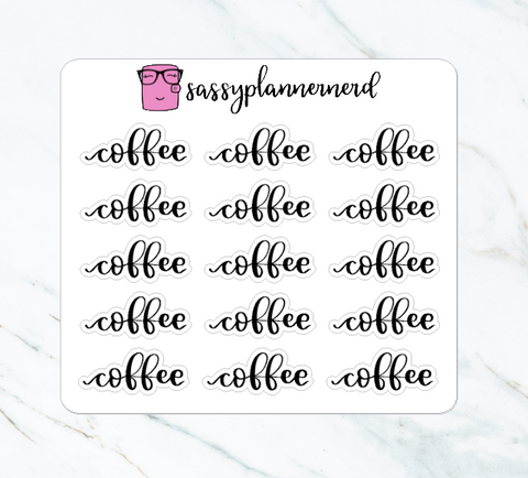 Coffee lettering stickers