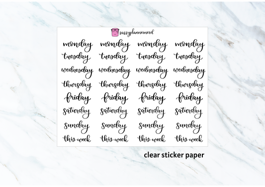 Days of the week | Full Size | Clear stickers