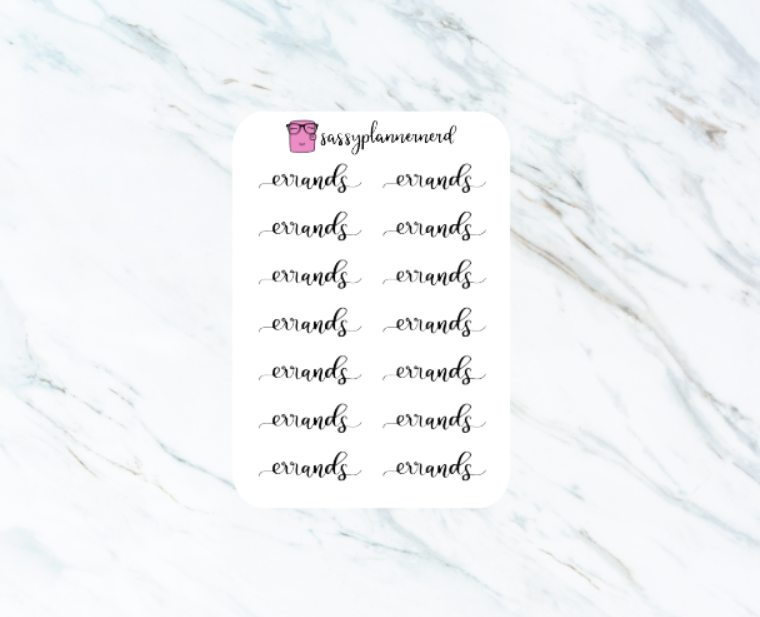 Errands | word stickers | Clear Stickers