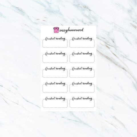 finished reading // script label stickers