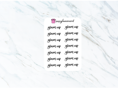 Glam Up | word stickers | Clear Stickers