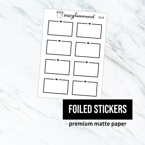 Heart half boxes // Foiled Stickers // Functional Planner Stickers