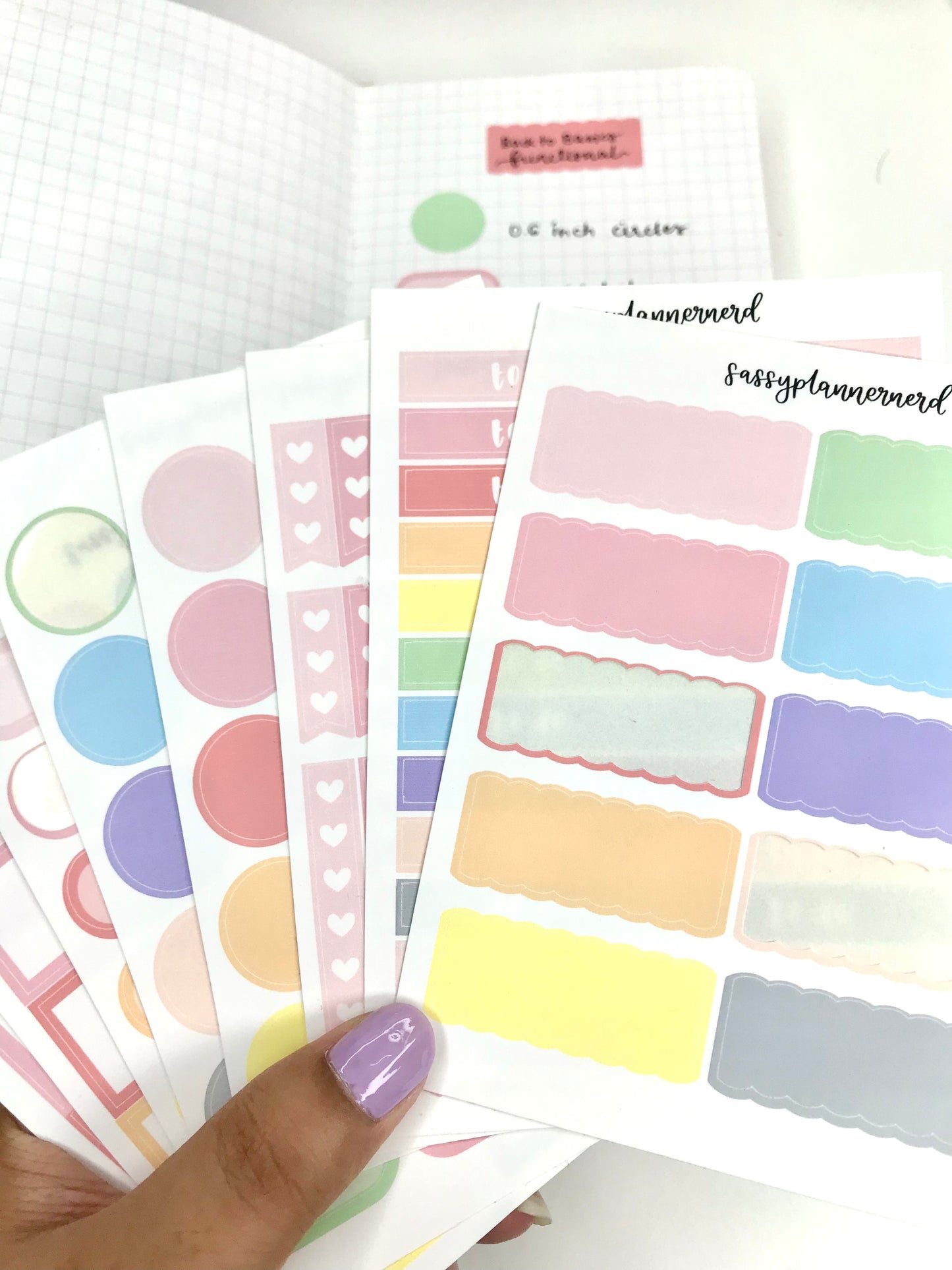 Pastel Rainbow Sticker Book (All 8 Sticker sheets) // Functional stickers