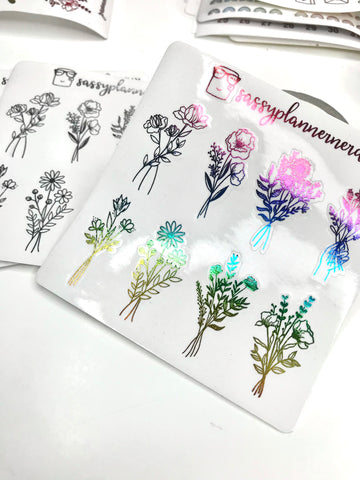 Wildflower Overlay // Foiled Stickers // Functional Planner Stickers