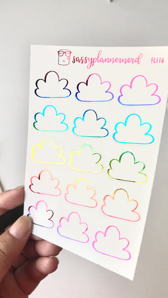 Cloud label (1 inch wide) // Foiled Stickers // Functional Planner Stickers
