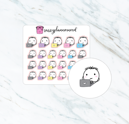 Working on Laptop | Bubba Stickers