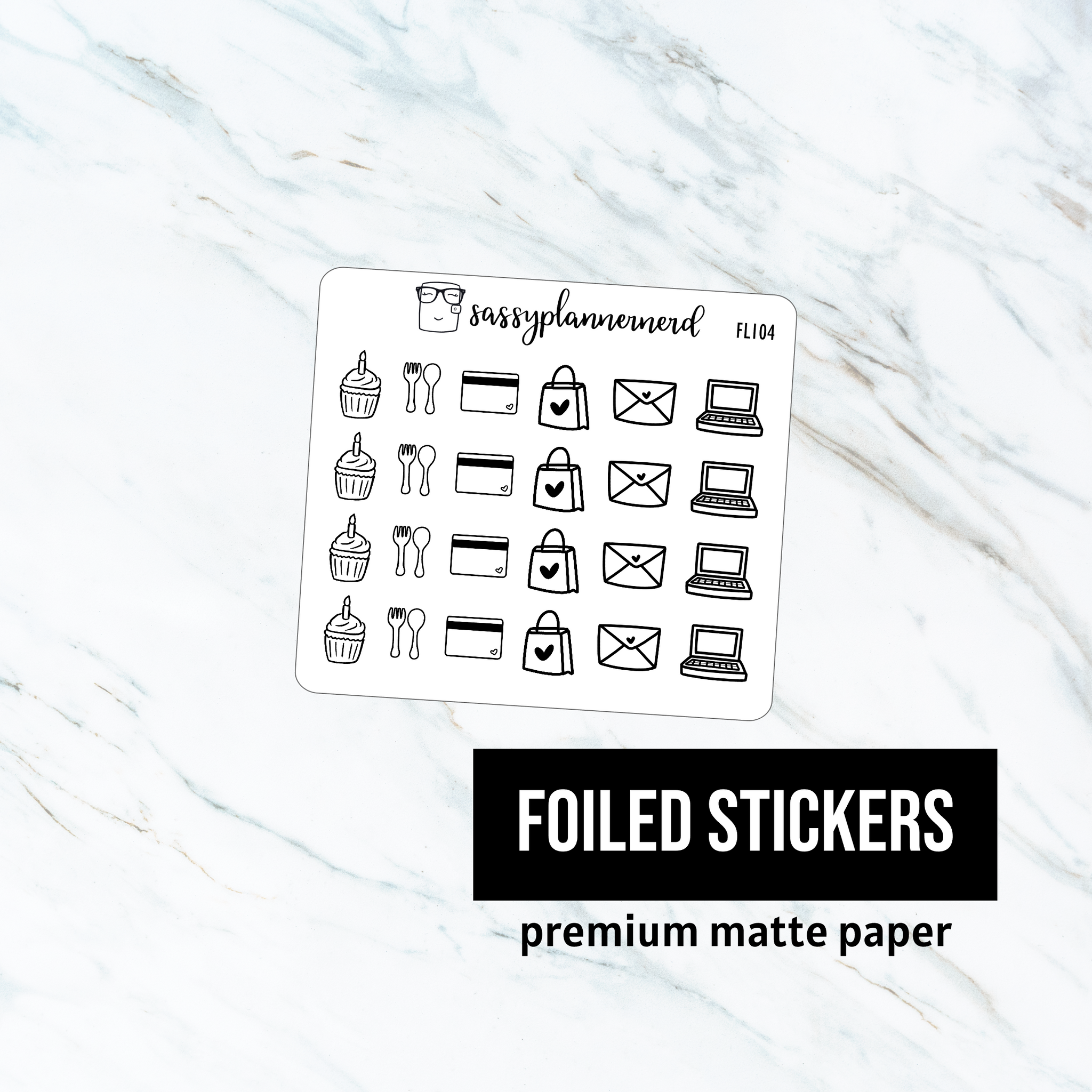 Mix Icons 1 // Foiled Stickers // Functional Planner Stickers