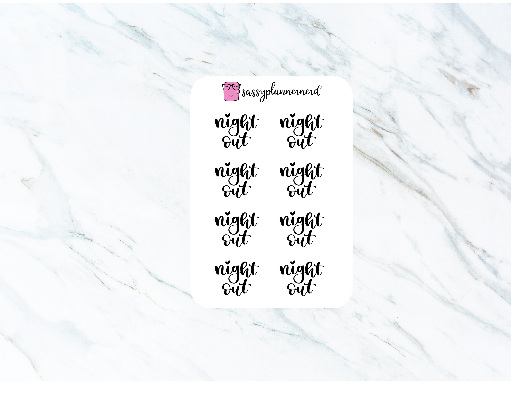 Night Out | lettering stickers | Clear Stickers