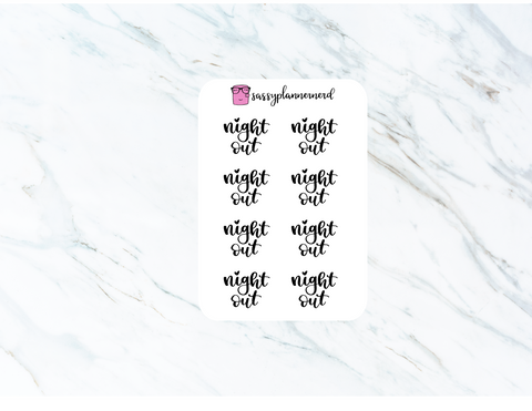 Night Out | lettering stickers | Clear Stickers