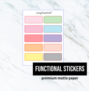 Scallop Labels // Rainbow Pastels // Functional stickers