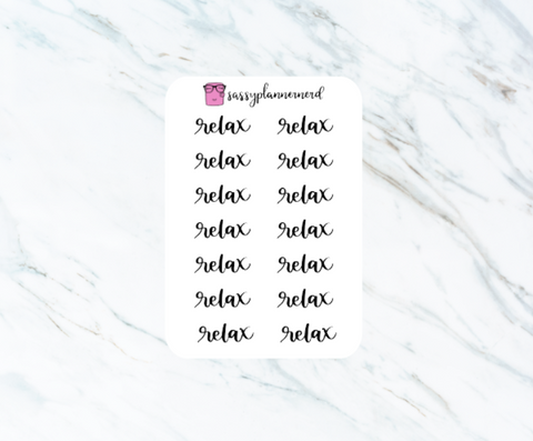 Relax | Word stickers | Clear Stickers