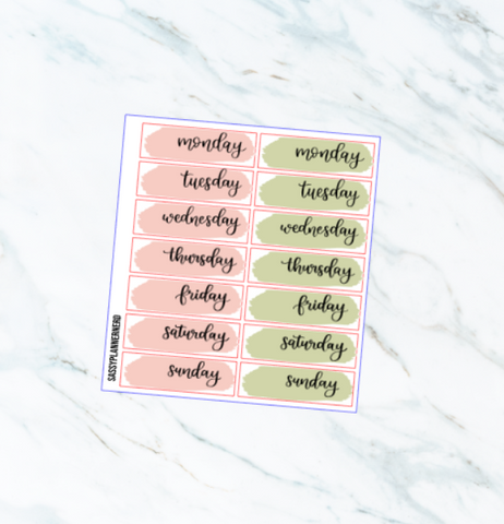 ADD ON Spring Blossom // Days of week swatches // Foiled planner stickers