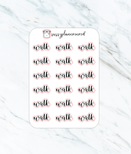 Walk | lettering stickers | Clear Stickers