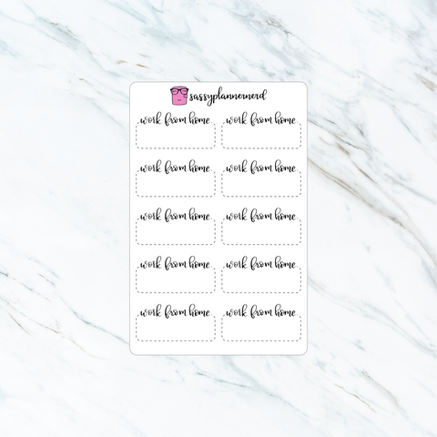 work from home // script label stickers